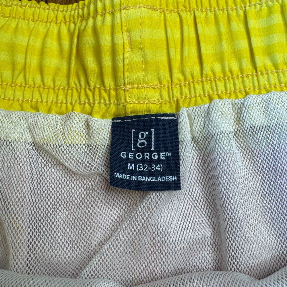 George Colorful Stripe Lined Swim Trunks 6" Mens Sz M 32/34 Blue Yellow Coral - Picture 3 of 7